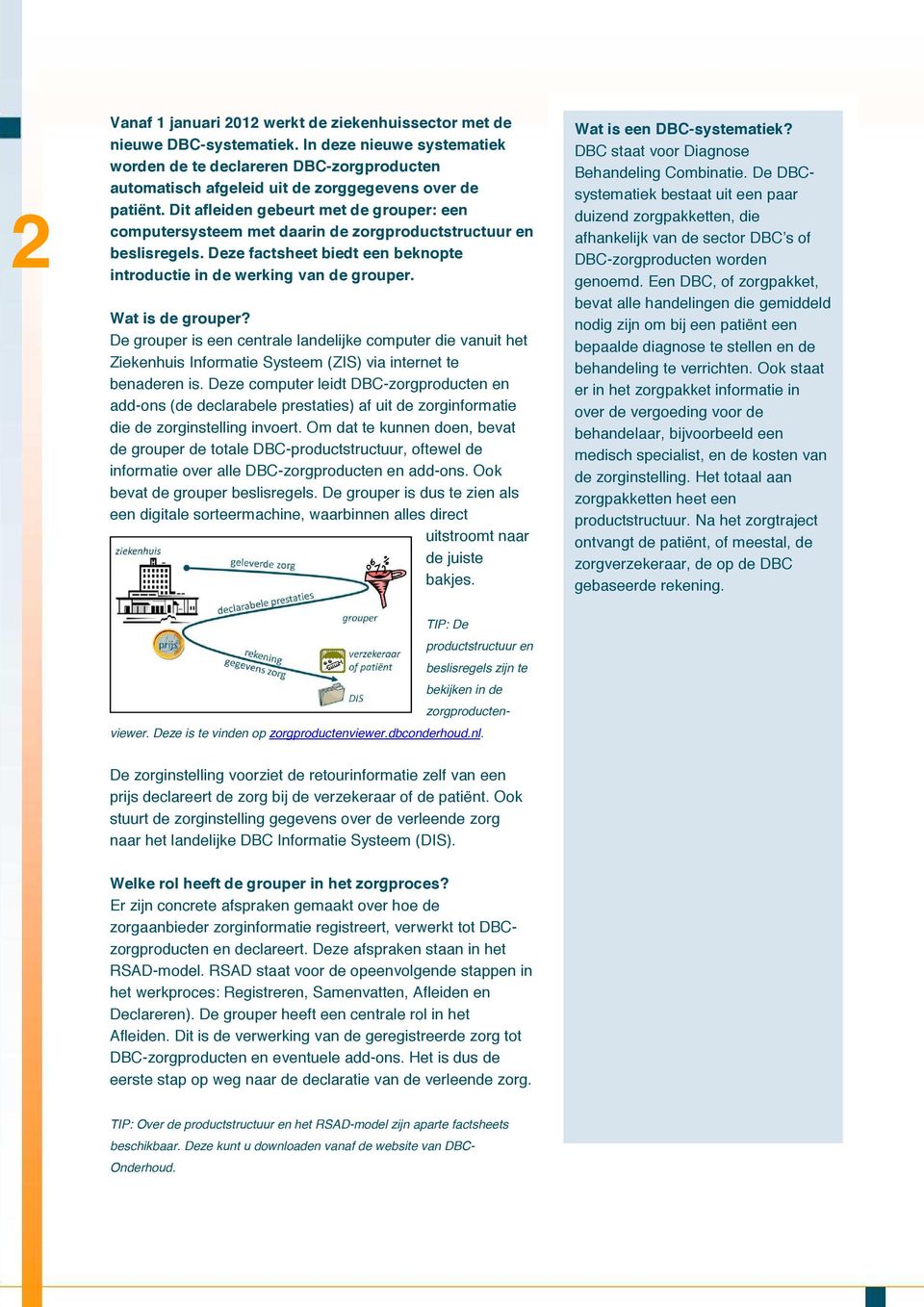 Dit afleiden gebeurt met de grouper: een computersysteem met daarin de zorgproductstructuur en beslisregels. Deze factsheet biedt een beknopte introductie in de werking van de grouper.