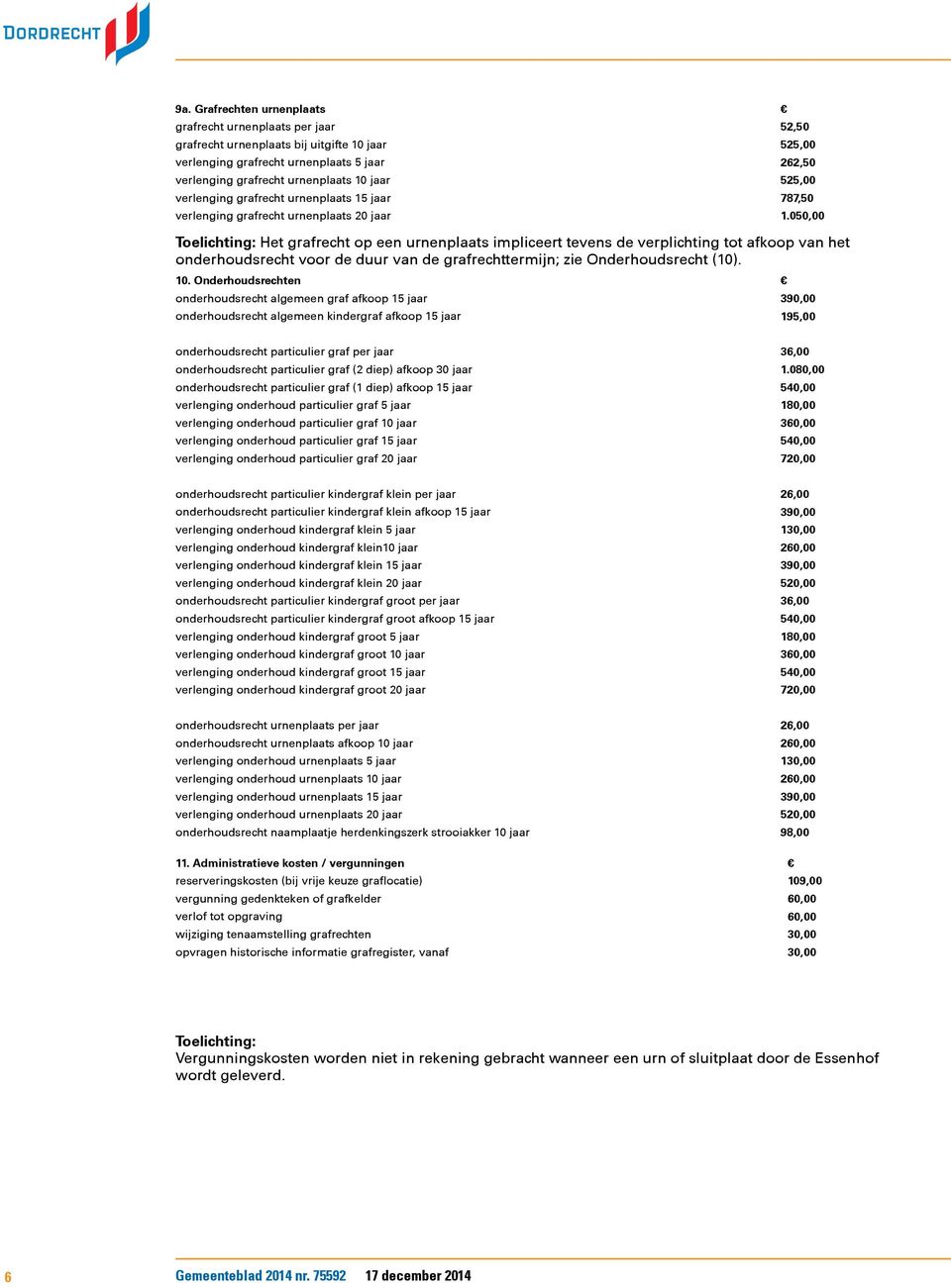 050,00 Toelichting: Het grafrecht op een urnenplaats impliceert tevens de verplichting tot afkoop van het onderhoudsrecht voor de duur van de grafrechttermijn; zie Onderhoudsrecht (10). 10.