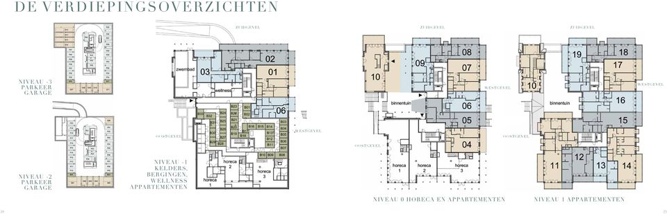 oostgevel oostgevel > niveau -2 parkeer garage niveau -1