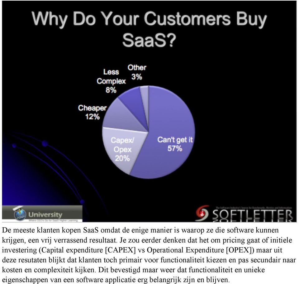 [OPEX]) maar uit deze resutaten blijkt dat klanten toch primair voor functionaliteit kiezen en pas secundair naar kosten en