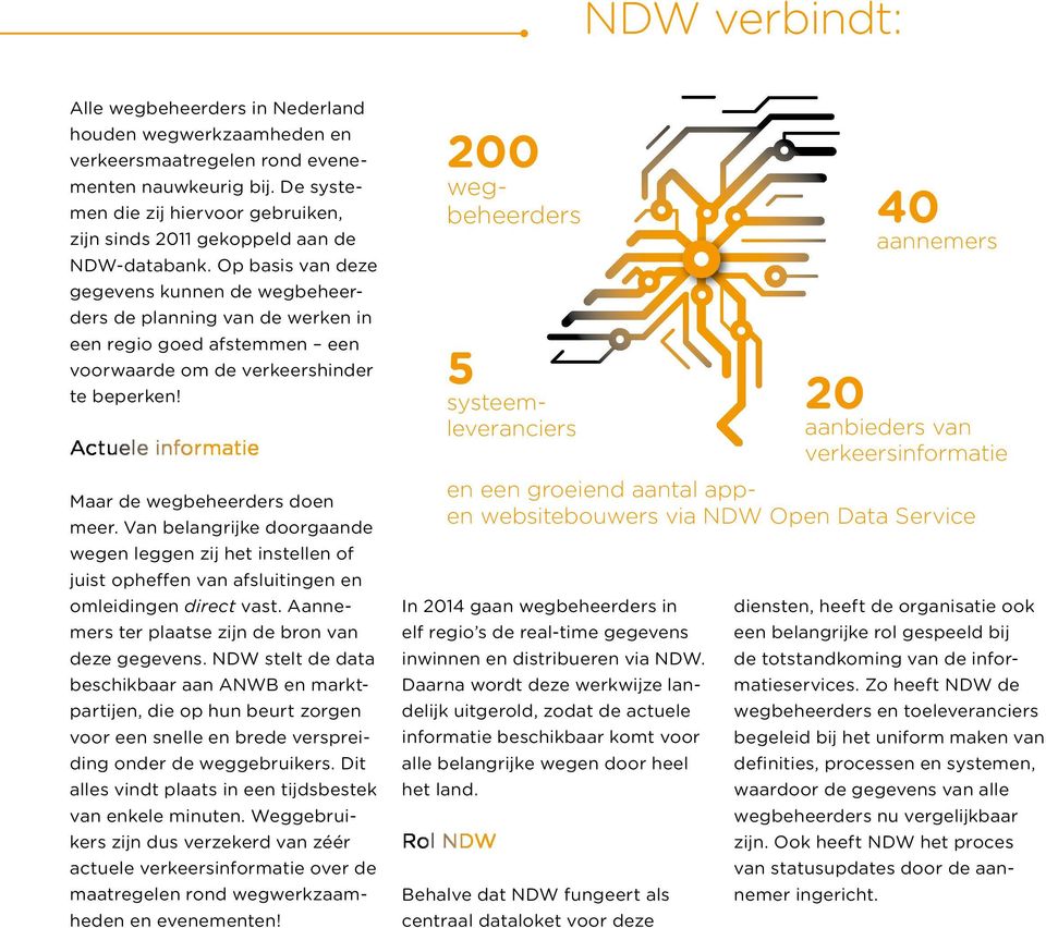 Op basis van deze gegevens kunnen de wegbeheerders de planning van de werken in een regio goed afstemmen een voorwaarde om de verkeershinder te beperken!