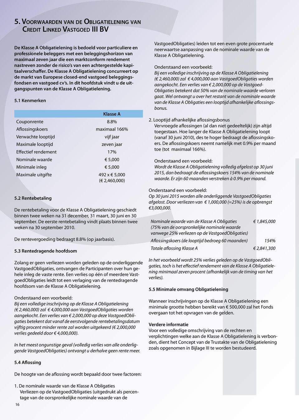 De Klasse A Obligatielening concurreert op de markt van Europese closed-end vastgoed beleggingsfondsen en vastgoed cv s. In dit hoofdstuk vindt u de uitgangspunten van de Klasse A Obligatielening. 5.