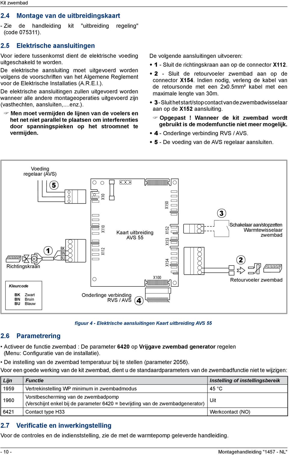 De elektrische aansluiting moet uitgevoerd worden volgens de voorschriften van het lgemene eglement voor de Elektrische Installaties (..E.I.).