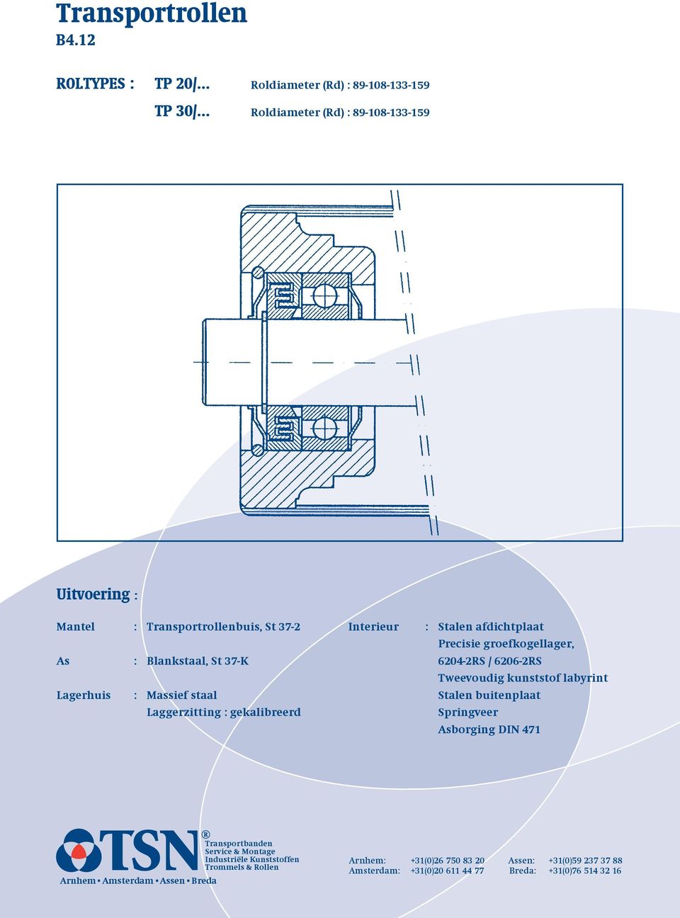 Laggerzitting : gekalibreerd Interieur : Stalen afdichtplaat Precisie groefkogellager, 6204-2RS / 6206-2RS Tweevoudig kunststof