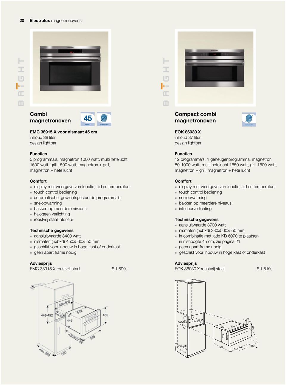 aansluitwaarde 3400 watt nismaten (hxbxd) 450x560x550 mm EMC 38915 X roestvrij staal 1.