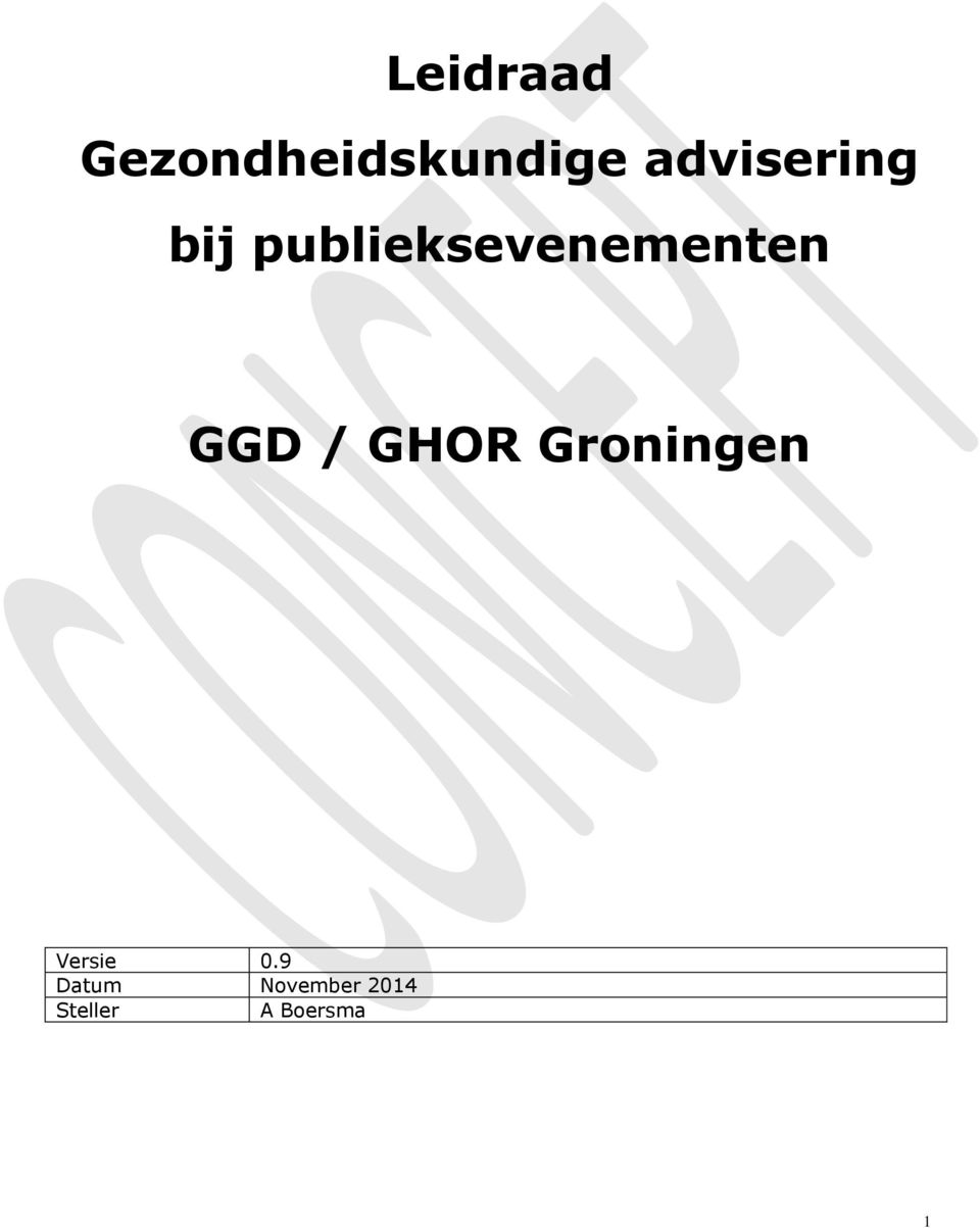 publieksevenementen GGD / GHOR