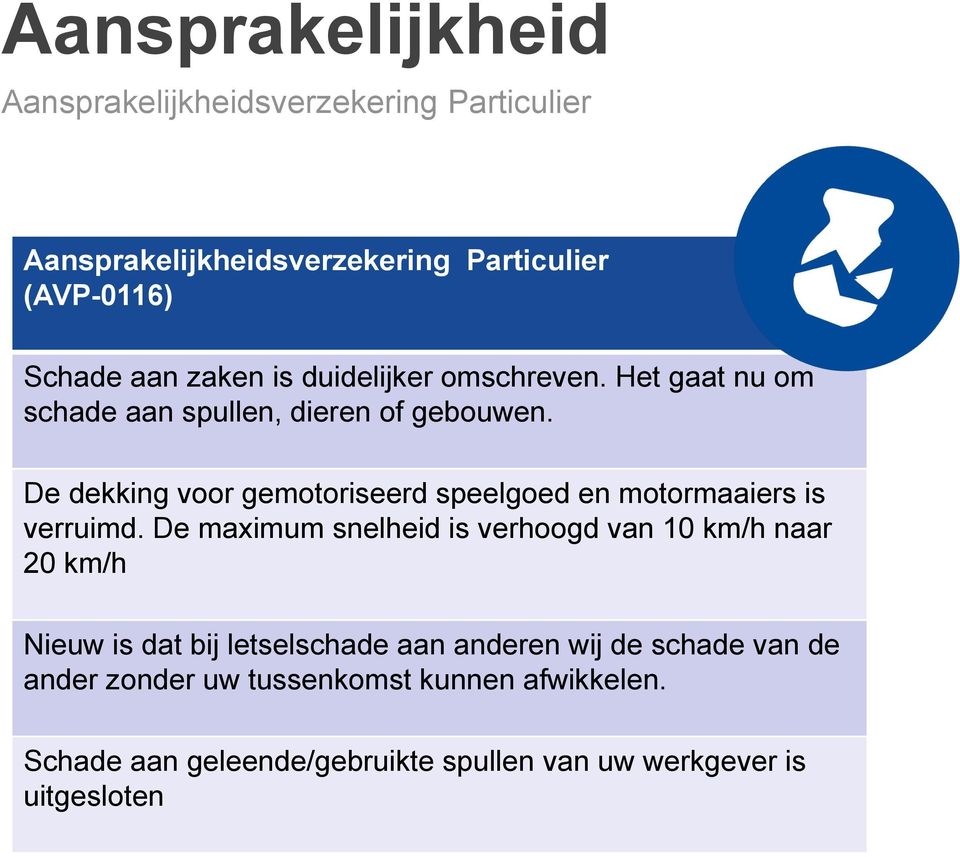 De dekking voor gemotoriseerd speelgoed en motormaaiers is verruimd.