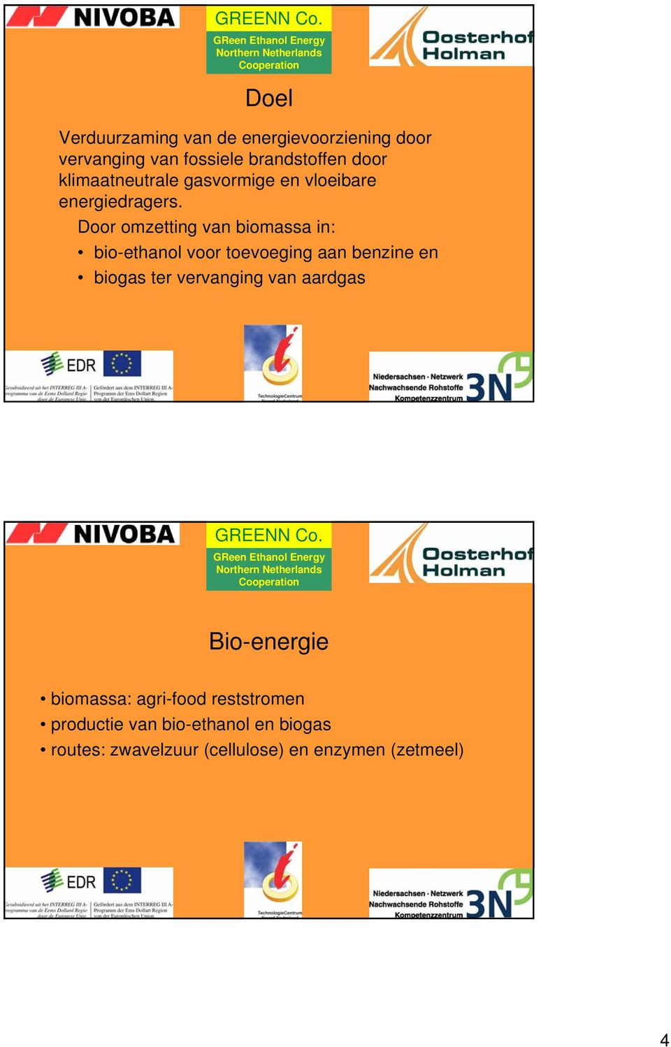Door omzetting van biomassa in: bio-ethanol voor toevoeging aan benzine en biogas ter vervanging