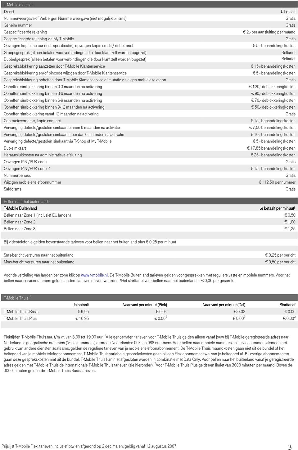 specificatie), opvragen kopie credit / debet brief Groepsgesprek (alleen betalen voor verbindingen die door klant zelf worden opgezet) Dubbelgesprek (alleen betalen voor verbindingen die door klant