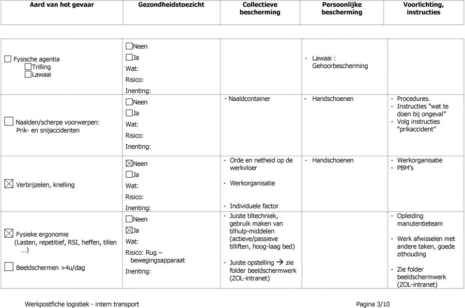 (Lasten, repetitief, RSI, heffen, tillen ) Beeldschermen >4u/dag Rug bewegingsapparaat - Individuele factor - Juiste tiltechniek, gebruik maken van tilhulp-middelen (actieve/passieve tilliften,