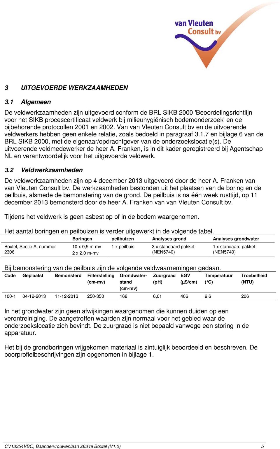 protocollen 21 en 22. Van van Vleuten Consult bv en de uitvoerende veldwerkers hebben geen enkele relatie, zoals bedoeld in paragraaf 3.1.7 en bijlage 6 van de BRL SIKB 2, met de eigenaar/opdrachtgever van de onderzoekslocatie(s).