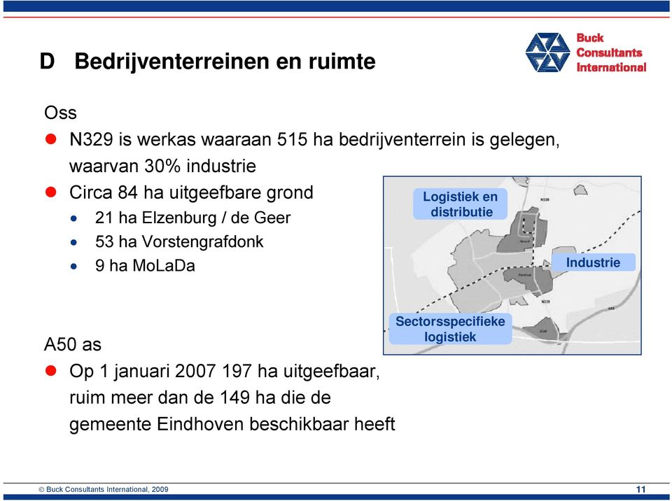 Logistiek en distributie Industrie A50 as Op 1 januari 2007 197 ha uitgeefbaar, ruim meer dan de 149 ha