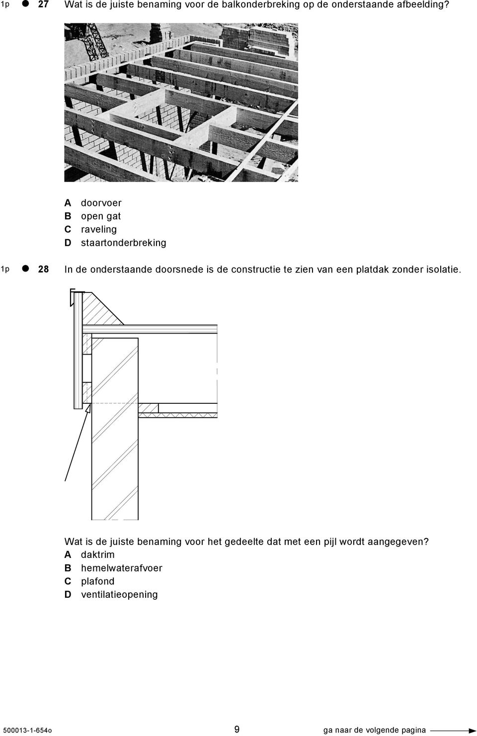 constructie te zien van een platdak zonder isolatie.