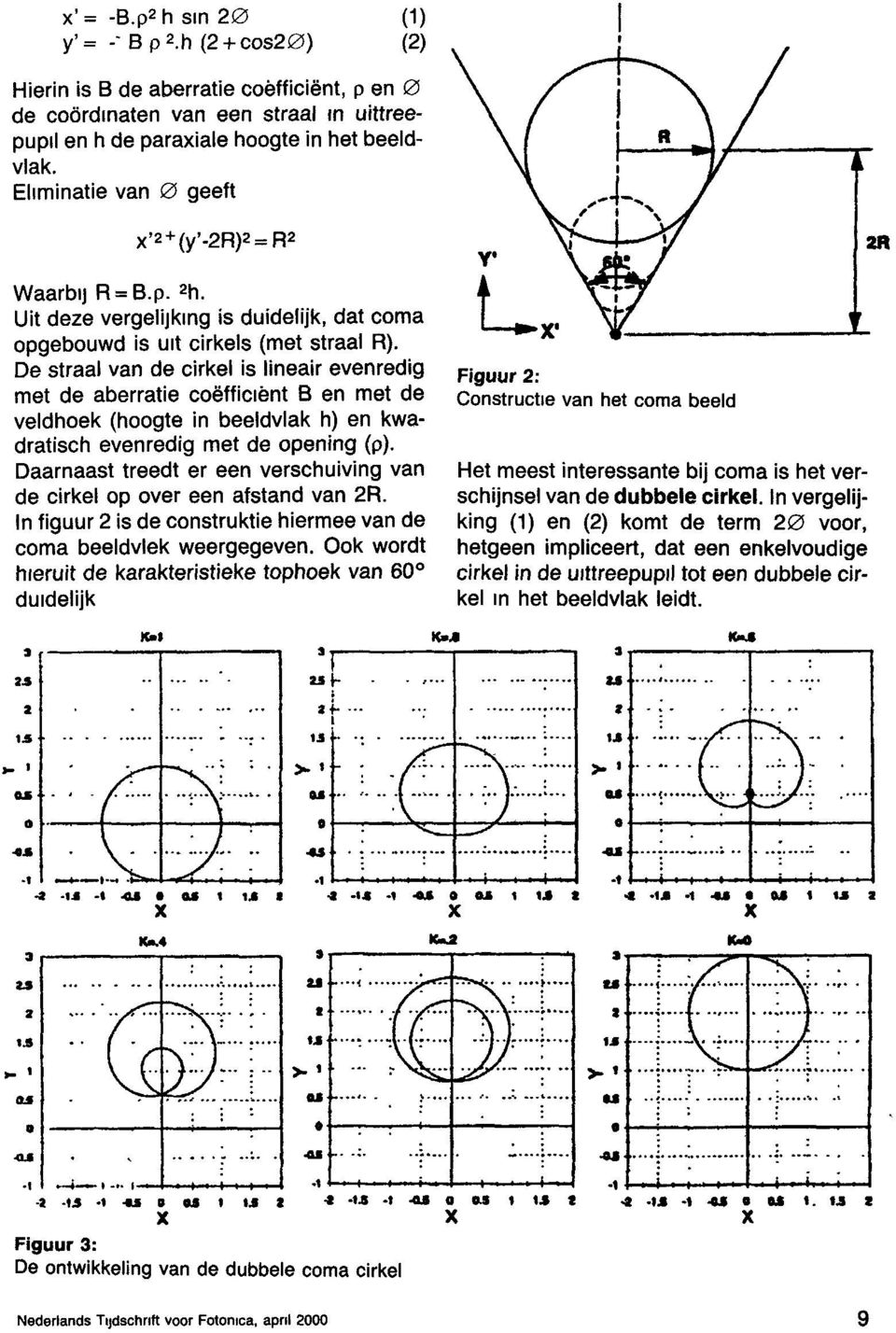 De straal van de cirkel is lineair evenredig met de aberratie coefficient B en met de veldhoek (hoogte in beeldvlak h) en kwadratisch evenredig met de opening (p).