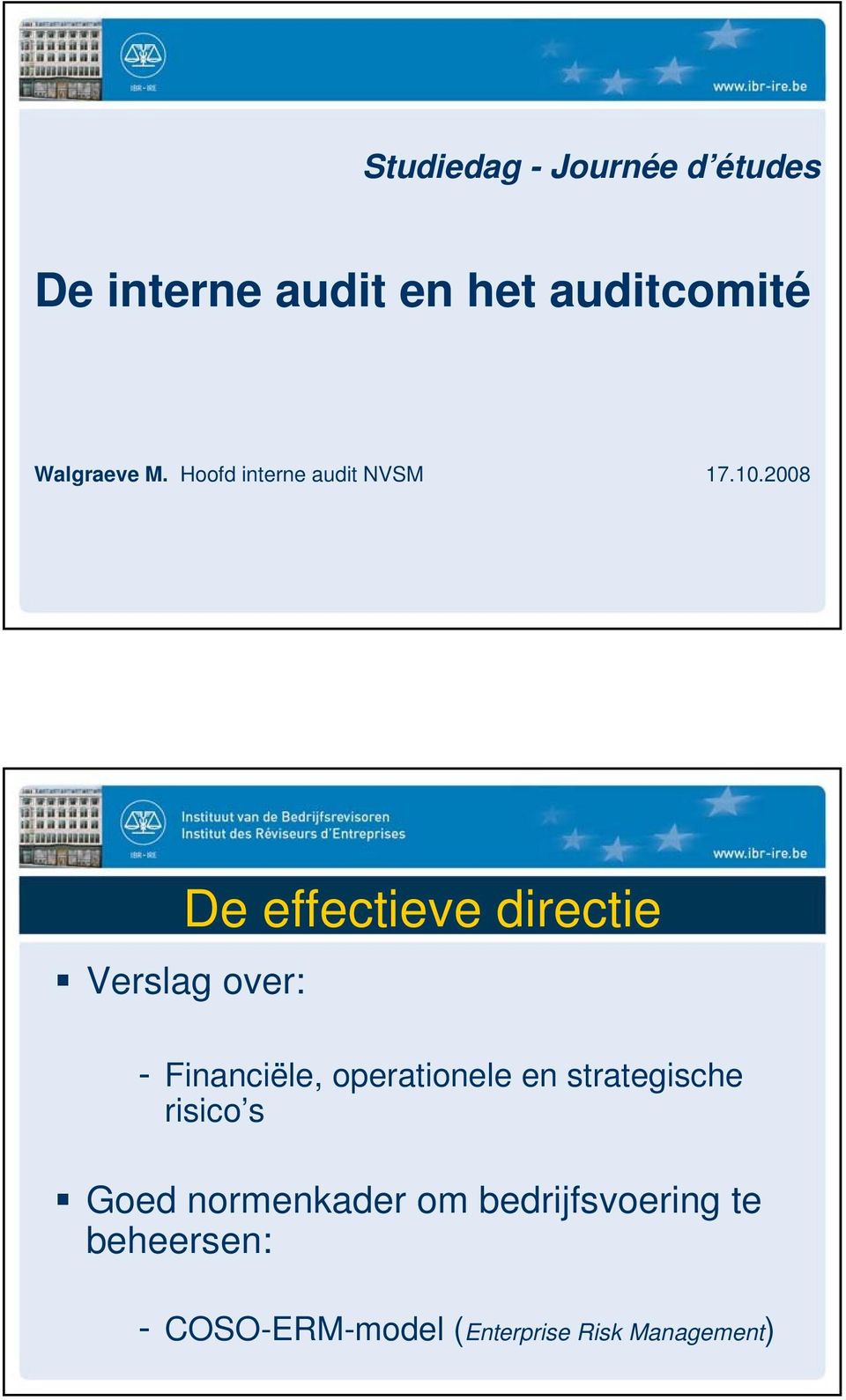 2008 Verslag over: De effectieve directie - Financiële, operationele en
