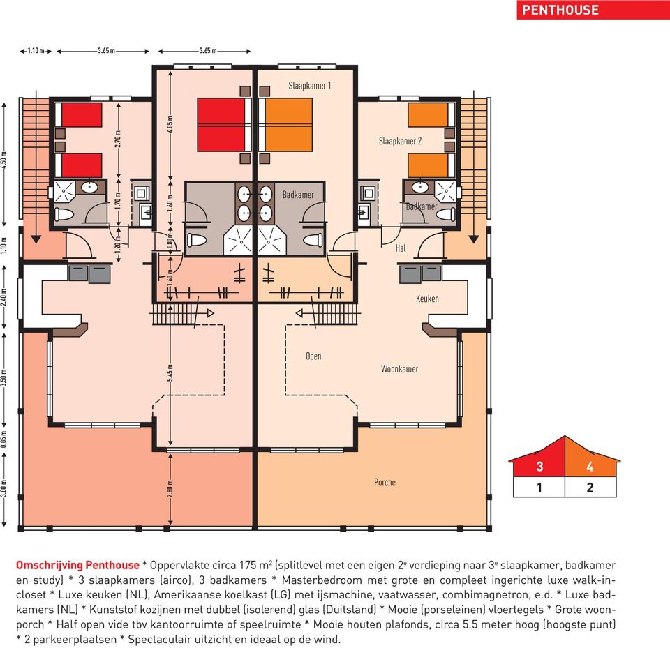 slaapkamers (airco), 3 badk