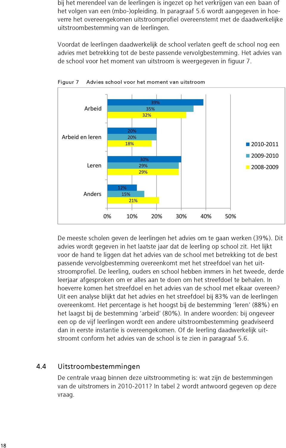 Voordat de leerlingen daadwerkelijk de school verlaten geeft de school nog een advies met betrekking tot de beste passende vervolgbestemming.