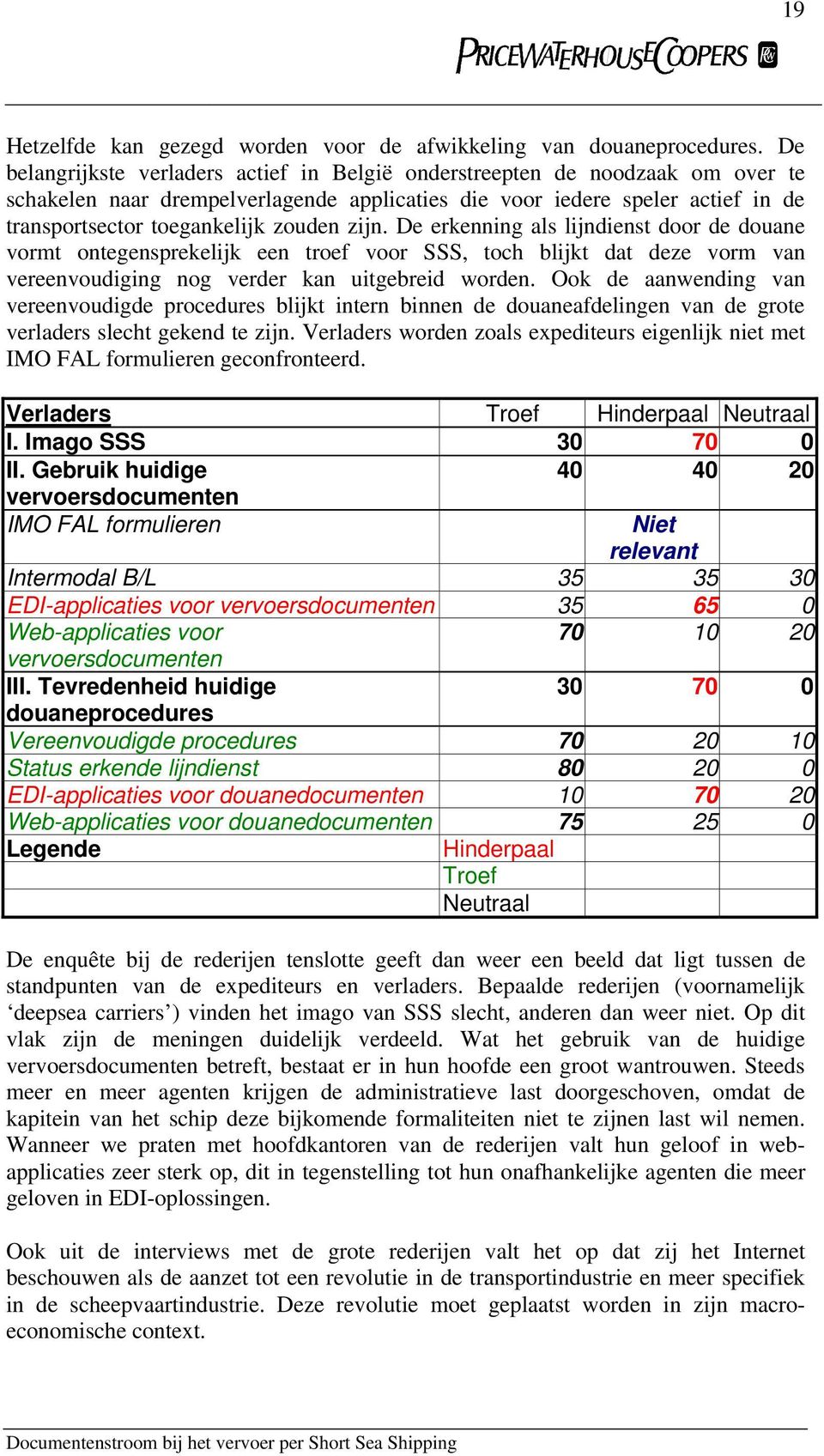 zijn. De erkenning als lijndienst door de douane vormt ontegensprekelijk een troef voor SSS, toch blijkt dat deze vorm van vereenvoudiging nog verder kan uitgebreid worden.