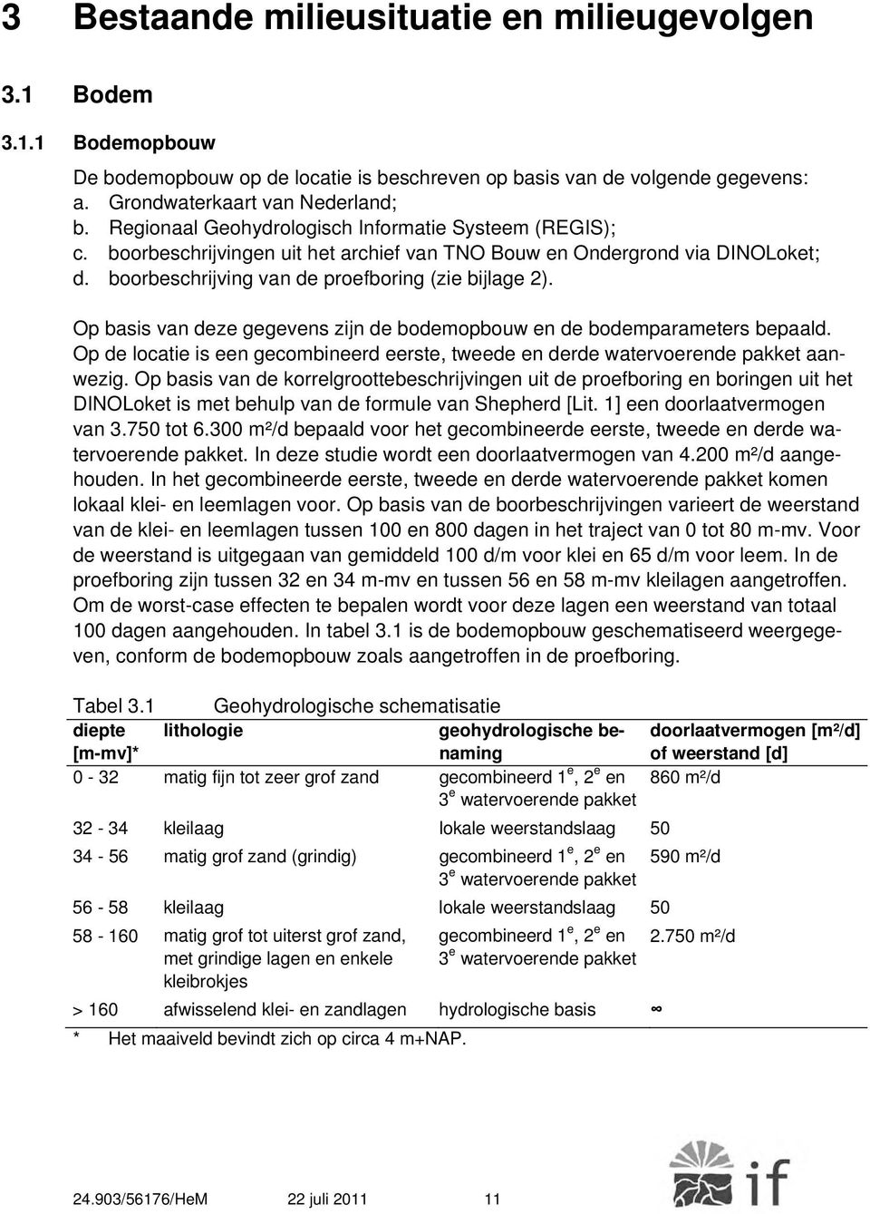 Op basis van deze gegevens zijn de bodemopbouw en de bodemparameters bepaald. Op de locatie is een gecombineerd eerste, tweede en derde watervoerende pakket aanwezig.