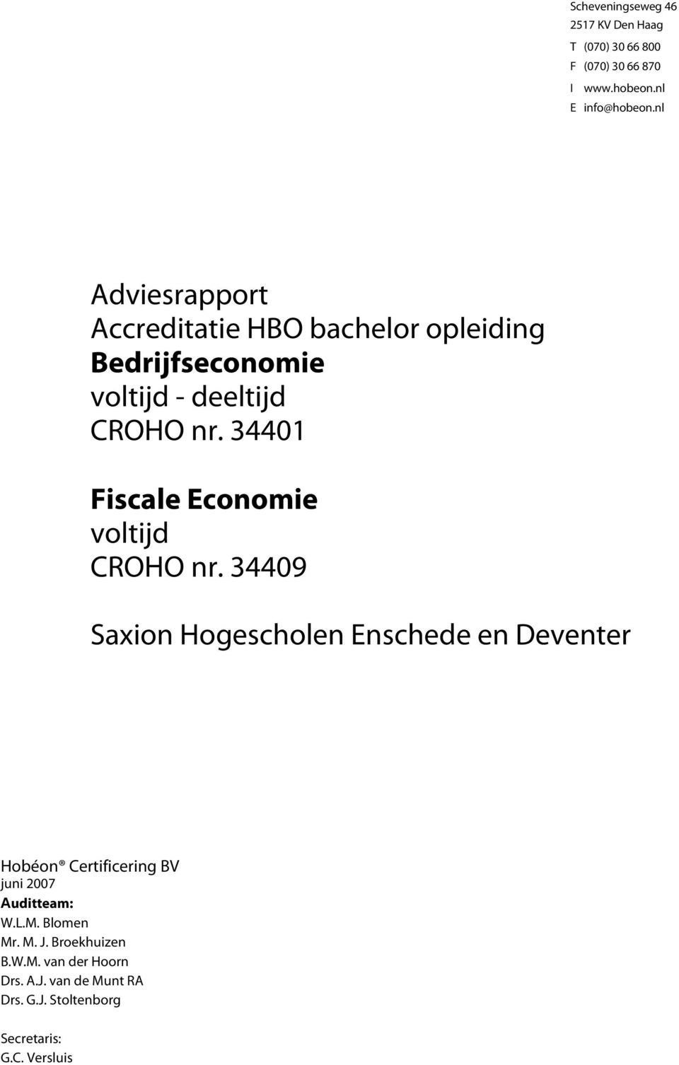 34401 Fiscale Economie voltijd CROHO nr.