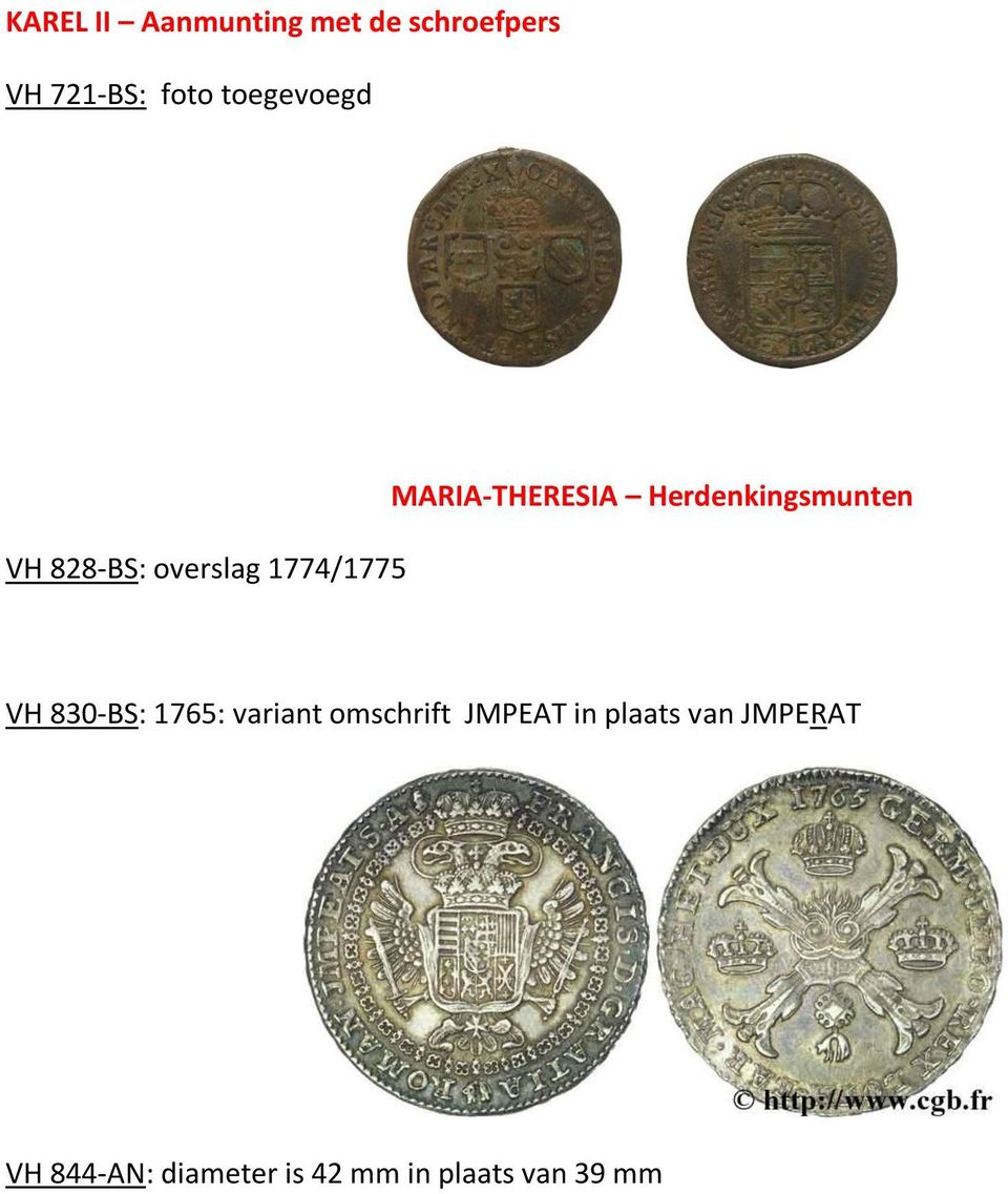 Herdenkingsmunten VH 830-BS: 1765: variant omschrift JMPEAT