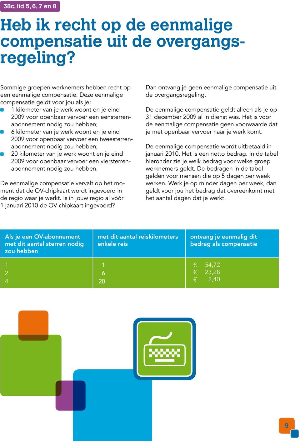 eind 2009 voor openbaar vervoer een tweesterrenabonnement nodig zou hebben; 20 kilometer van je werk woont en je eind 2009 voor openbaar vervoer een viersterrenabonnement nodig zou hebben.