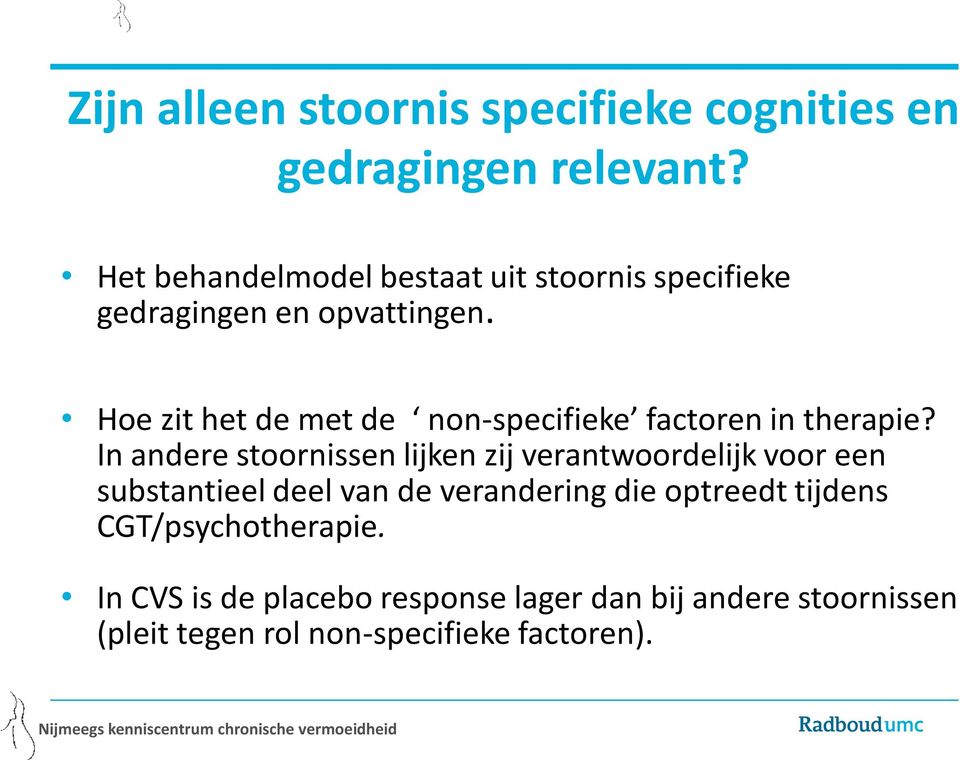 Hoe zit het de met de non-specifieke factoren in therapie?