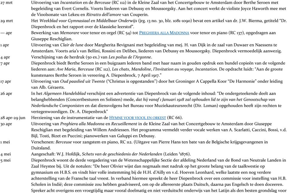 29 mrt Het Weekblad voor Gymnasiaal en Middelbaar Onderwijs (jrg. 13 no. 30, blz. 1081-1090) bevat een artikel van dr. J.W. Bierma, getiteld Dr. Diepenbrock en het rapport over de klassieke leerstof.