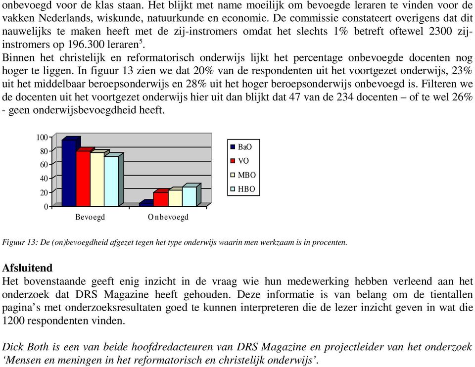 Binnen het christelijk en reformatorisch onderwijs lijkt het percentage onbevoegde docenten nog hoger te liggen.