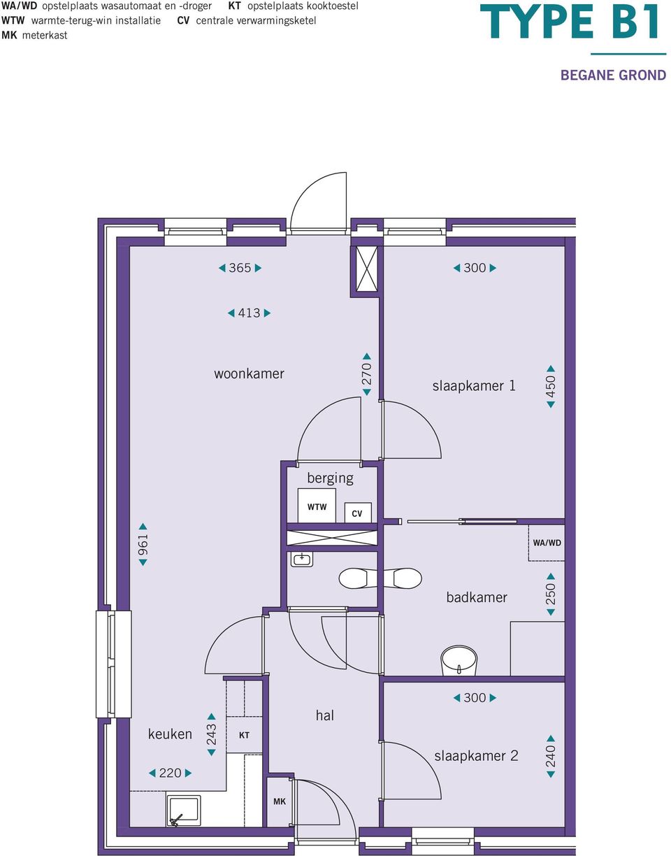 meterkast TYE B1 BEGANE GROND 365 413 woonkamer 270 slaapkamer 1 450