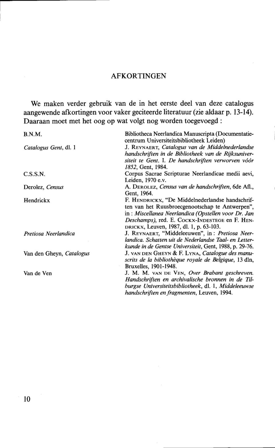 M. Catalogus Gent, dl. 1 C.S.S.N.