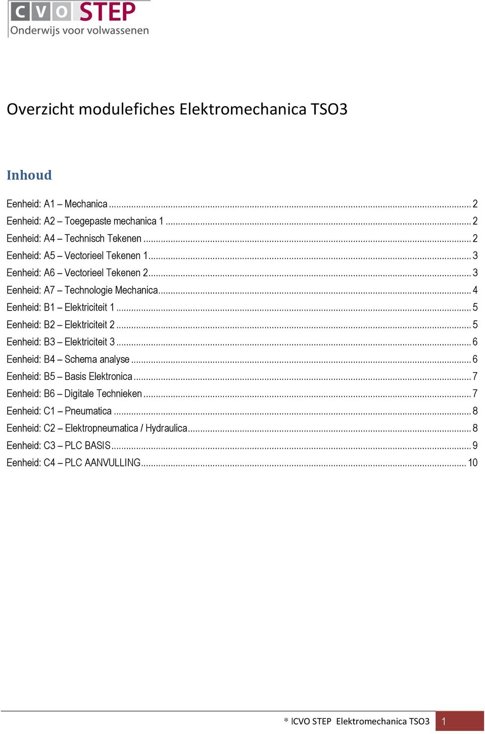 .. 5 Eenheid: B2 Elektriciteit 2... 5 Eenheid: B3 Elektriciteit 3... 6 Eenheid: B4 Schema analyse... 6 Eenheid: B5 Basis Elektronica.