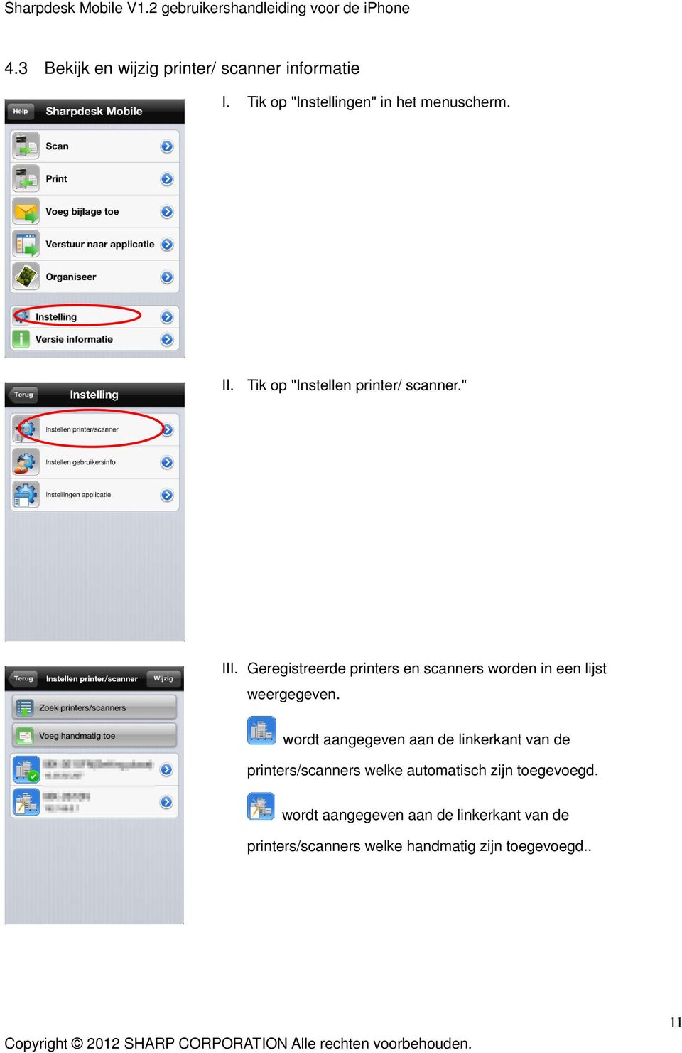 Geregistreerde printers en scanners worden in een lijst weergegeven.