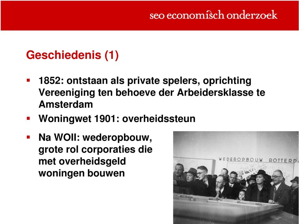 Amsterdam Woningwet 1901: overheidssteun Na WOII: