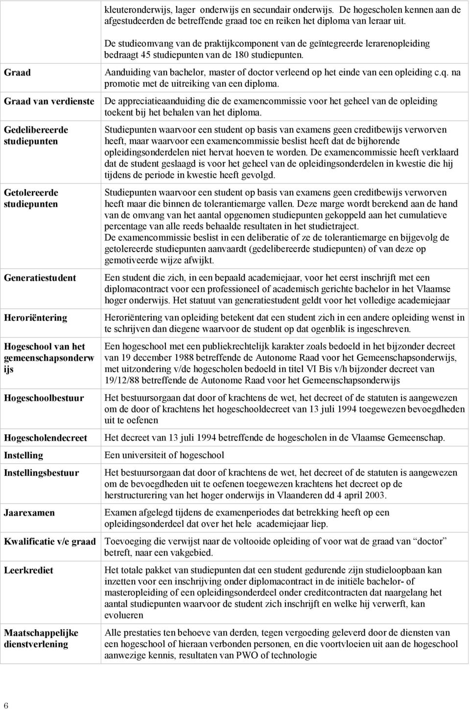 De hogescholen kennen aan de afgestudeerden de betreffende graad toe en reiken het diploma van leraar uit.