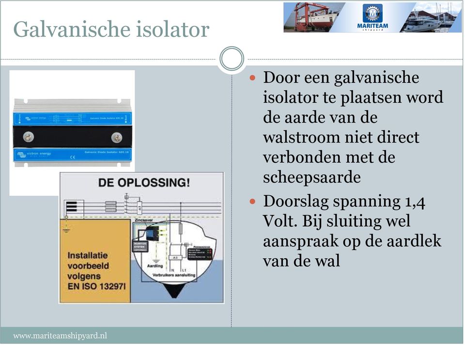 verbonden met de scheepsaarde Doorslag spanning 1,4