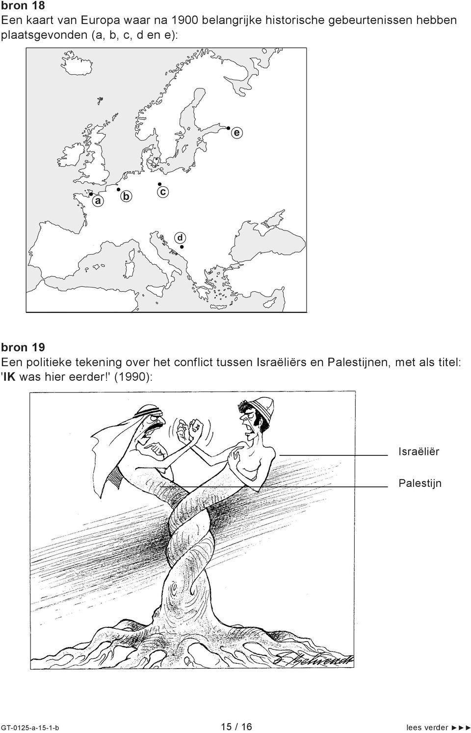 politieke tekening over het conflict tussen Israëliërs en Palestijnen, met als