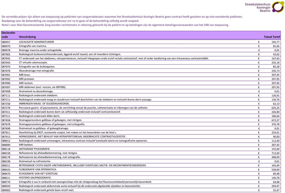 43,62 087042 CT onderzoek van het abdomen, retroperitoneum, inclusief inbegrepen orale en/of rectale contraststof, met of onder toediening van een intraveneus contrastmiddel.