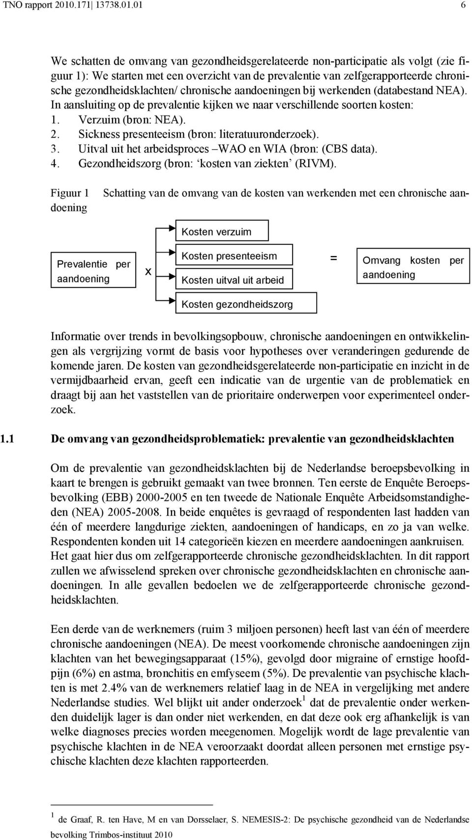 01 6 We schatten de omvang van gezondheidsgerelateerde non-participatie als volgt (zie figuur 1): We starten met een overzicht van de prevalentie van zelfgerapporteerde chronische