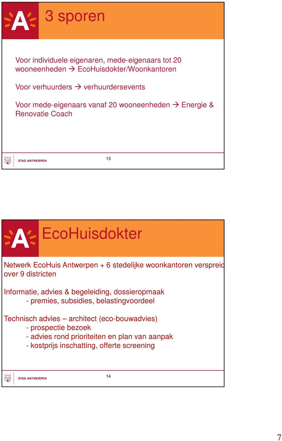 woonkantoren verspreid over 9 districten Informatie, advies & begeleiding, dossieropmaak - premies, subsidies, belastingvoordeel