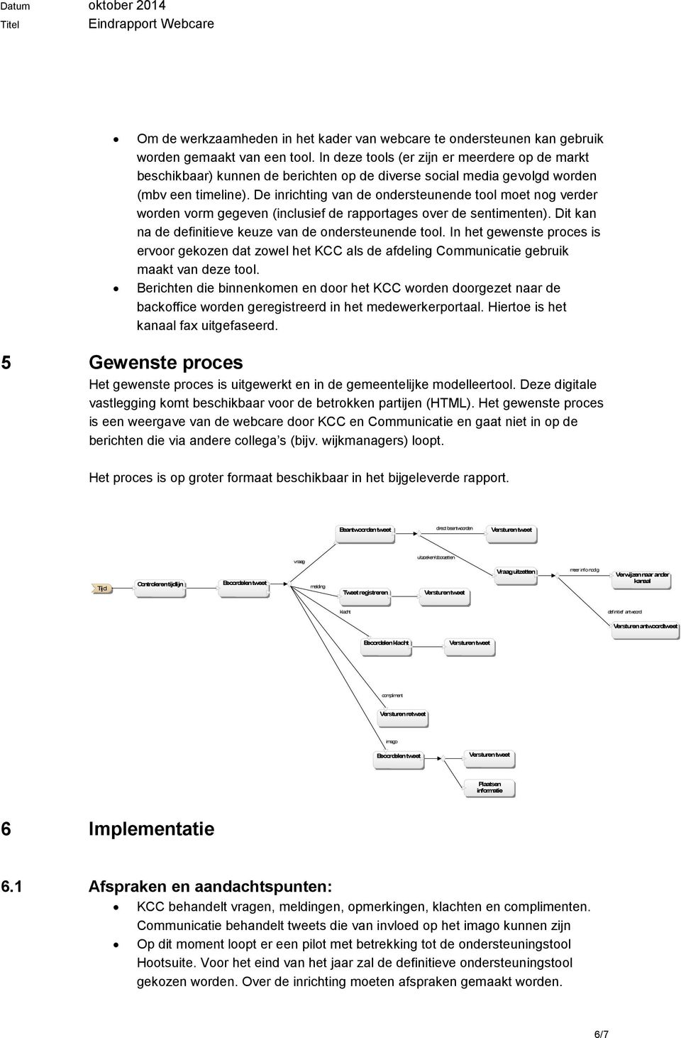 De inrichting van de ondersteunende tool moet nog verder worden vorm gegeven (inclusief de rapportages over de sentimenten). Dit kan na de definitieve keuze van de ondersteunende tool.