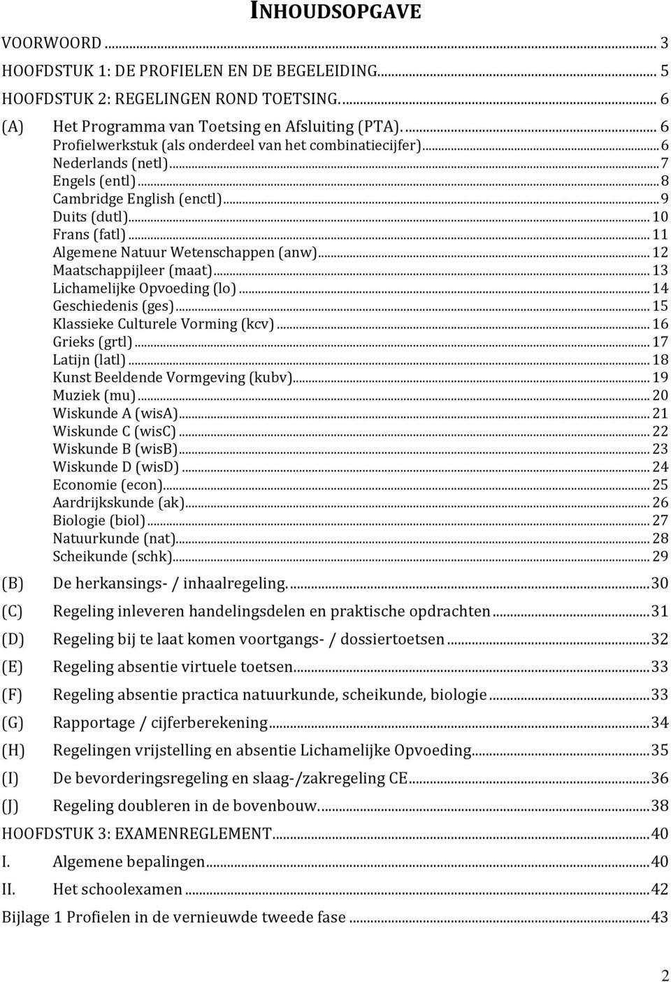 .. 11 Algemene Natuur Wetenschappen (anw)... 12 Maatschappijleer (maat)... 13 Lichamelijke Opvoeding (lo)... 14 Geschiedenis (ges)... 15 Klassieke Culturele Vorming (kcv)... 16 Grieks (grtl).