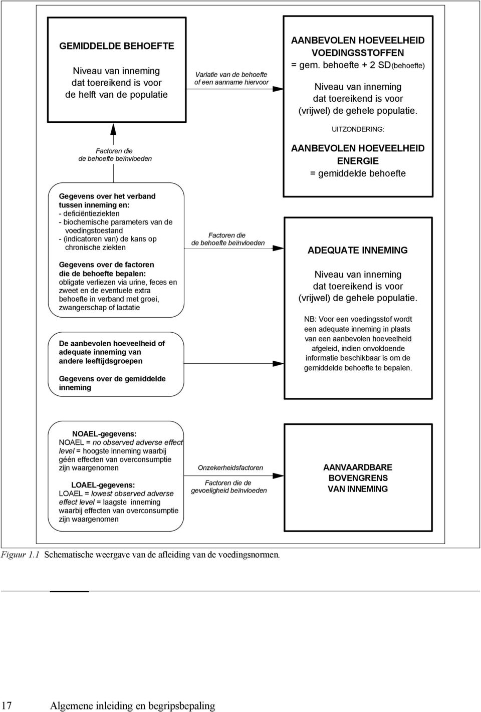 eventuele extra behoefte in verband met groei, zwangerschap of lactatie De aanbevolen hoeveelheid of adequate inneming van andere leeftijdsgroepen Gegevens over de gemiddelde inneming Variatie van de