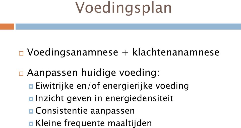 energierijke voeding Inzicht geven in