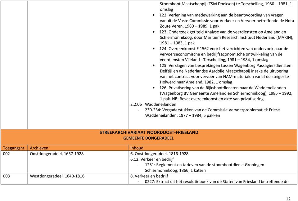 Overeenkomst F 1562 voor het verrichten van onderzoek naar de vervoerseconomische en bedrijfseconomische ontwikkeling van de veerdiensten Vlieland - Terschelling, 1981 1984, 1 omslag 125: Verslagen