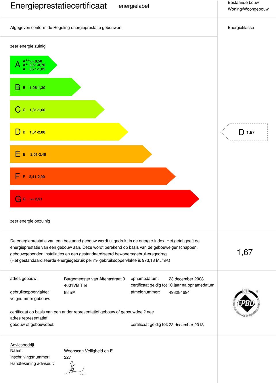 energieprestatie van een bestaand gebouw wordt uitgedrukt in de energie-index. Het getal geeft de energieprestatie van een gebouw aan.