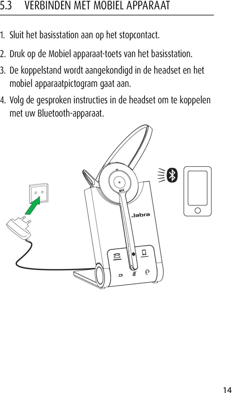 Druk op de Mobiel apparaat-toets van het basisstation. 3.