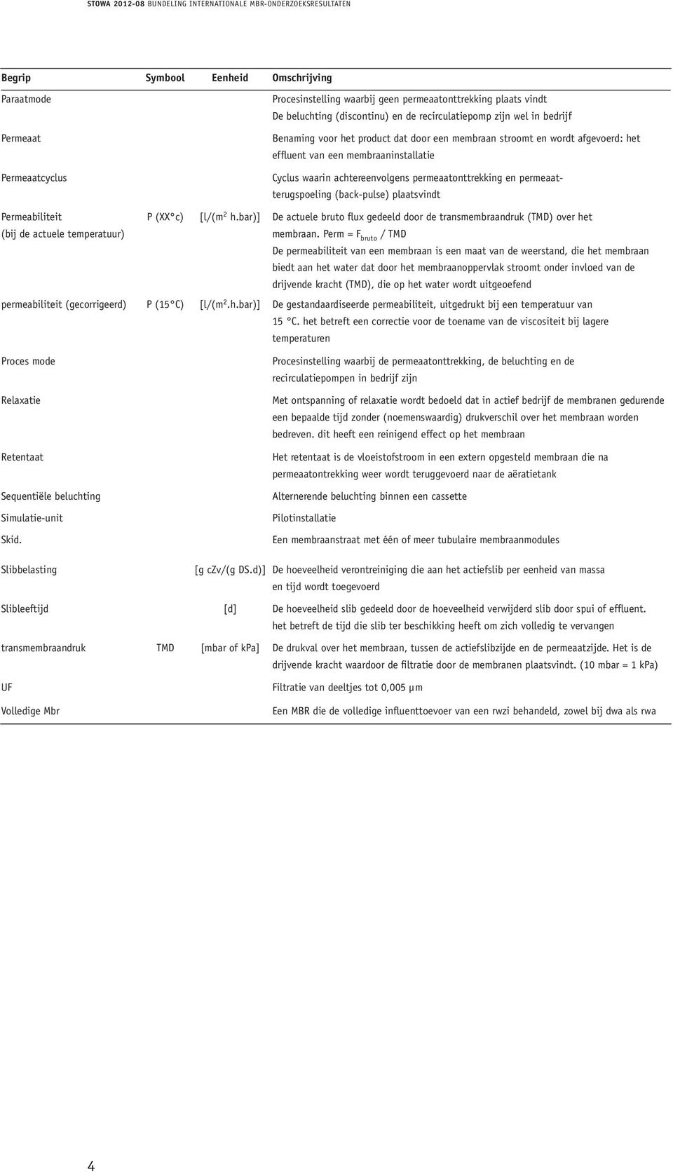 permeaatterugspoeling (back-pulse) plaatsvindt Permeabiliteit (bij de actuele temperatuur) P (XX c) [l/(m 2 h.bar)] De actuele bruto flux gedeeld door de transmembraandruk (TMD) over het membraan.