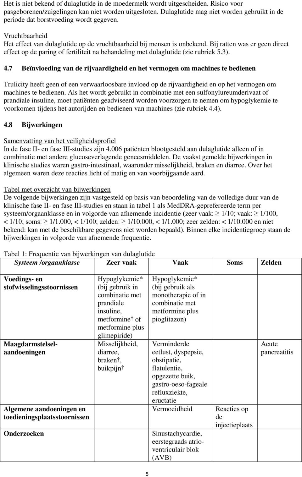 Bij ratten was er geen direct effect op de paring of fertiliteit na behandeling met dulaglutide (zie rubriek 5.3). 4.