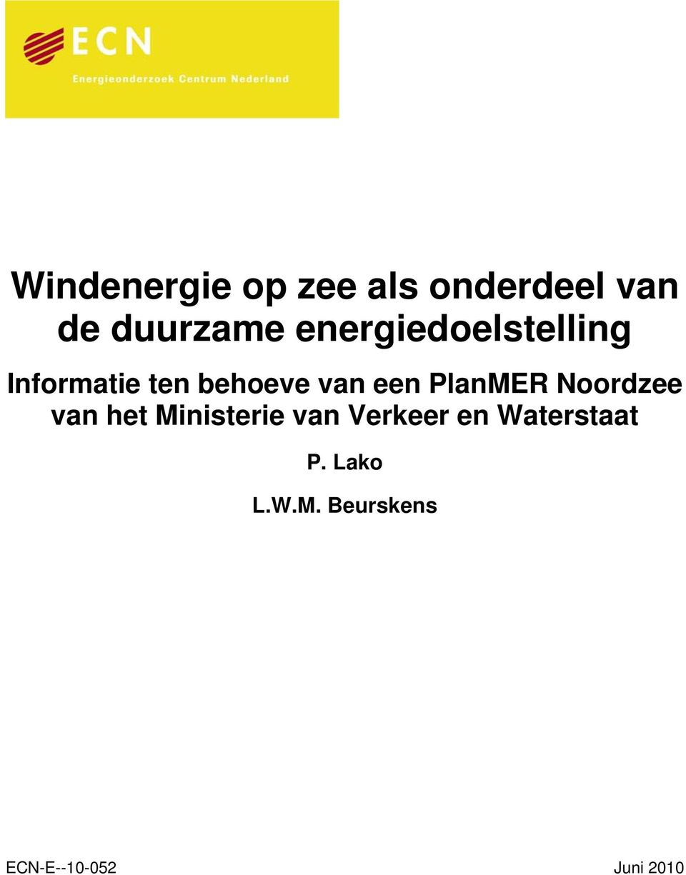 PlanMER Noordzee van het Ministerie van Verkeer en